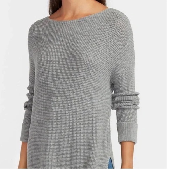 NWOT express grey thermal stitch sweater - Picture 1 of 4